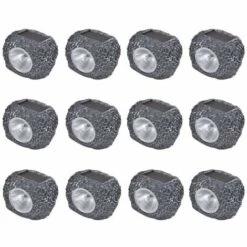 VidaXL Projecteurs Solaires à LED Forme De Pierre 12 Pcs - Gris