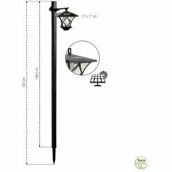 TERRE JARDIN Lampadaire Solaire LED Japonais Double Position -Luminaire solaire Soldes 2022 118565 3