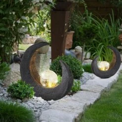 LED Crescent Moon Lampe Solaire Jardin Chemin Éclairage Stand Porche Verre Ball Floor Luminaire Globo 33469 -Luminaire solaire Soldes 2022 13633395 5