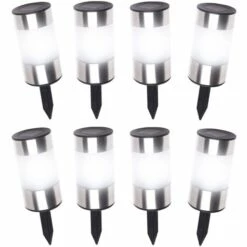 IDMARKET Lot De 8 Bornes Solaires Design Inox 2 En 1 -Luminaire solaire Soldes 2022 15917159 5