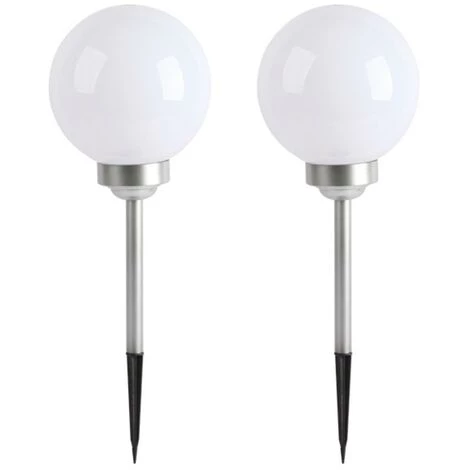 LUMI JARDIN Lot De 2 Boules Solaires Lumineuses à Piquer Balisage D'allée LED Blanc MOONY ∅20 Cm 3 LUMI JARDIN Lot De 2 Boules Solaires Lumineuses à Piquer Balisage D'allée LED Blanc MOONY ∅20 Cm