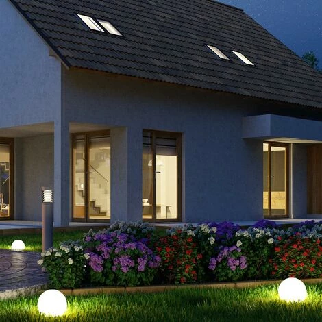 LUMI JARDIN Lot De 2 Boules Solaires Lumineuses à Piquer Balisage D'allée LED Blanc MOONY ∅20 Cm 4 LUMI JARDIN Lot De 2 Boules Solaires Lumineuses à Piquer Balisage D'allée LED Blanc MOONY ∅20 Cm – Image 2