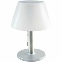 LUMI JARDIN Lampe De Table Solaire Pied En Aluminium LED Blanc Dimmable LENNY H28cm Avec Interrupteur