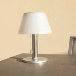 LUMI JARDIN Lampe De Table Solaire Pied En Aluminium LED Blanc Dimmable LENNY H28cm Avec Interrupteur -Luminaire solaire Soldes 2022 15928403 4