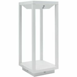 LUMISKY Lanterne Solaire Blanc Chic En Aluminium à Planter à Poser Ou à Fixer Au Sol LED Blanc Chaud HYDRA H34cm Avec Interrupteur