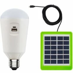 LEDKIA Ampoule LED E27 Portative 7W Avec Chargeur Solaire Blanc Ice 8000K - Blanc Ice 8000K