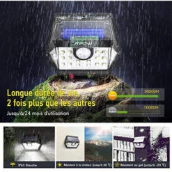 TECHBOX Mpow [Version Avancée] Lampe Solaire 4 Pack 20 LED Etanche Détecteur De Mouvement Temps D’éclairage 30s, Spot Solaire Eclairage -Luminaire solaire Soldes 2022 16702722 4