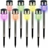 Deuba Lampes Solaires De Jardin Lot De 8 Lumières Solaires LED Acier Inoxydable Jardin Allée Terrasse Eclairage Solaire Multicolore
