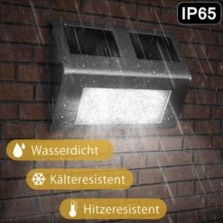 DEUBA Applique Murale Solaire LED - Lot De 4 Lumière énergie Solaire - Luminaire Extérieur -Luminaire solaire Soldes 2022 18477691 4