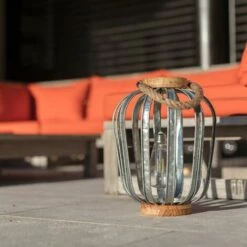 LUMISKY Lanterne Solaire Bohème En Bois Et Acier Galva Poignée Corde Ampoule Filament LED Blanc Chaud JAVA H45cm -Luminaire solaire Soldes 2022 18513327 4