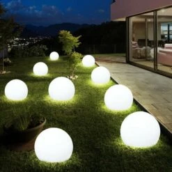 ETC-SHOP Lot De 9 Lampes Boules Solaires à LED éclairage De Chemin De Jardin Extérieur Piquet De Sol Terrasse Cour Plug Lights