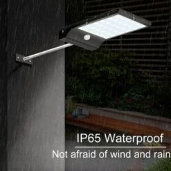 LANGRAY Lampe Solaire Exterieur 48 LED Détecteur De Mouvement Lumière Dimmable Avec Télécommande Sans Fil Étanche Lampe Solaire Pour Porte Couloir Patio Noir -Luminaire solaire Soldes 2022 19029187 3