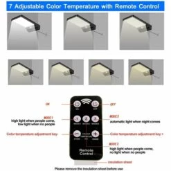 LANGRAY Lampe Solaire Exterieur 48 LED Détecteur De Mouvement Lumière Dimmable Avec Télécommande Sans Fil Étanche Lampe Solaire Pour Porte Couloir Patio Noir -Luminaire solaire Soldes 2022 19029187 4