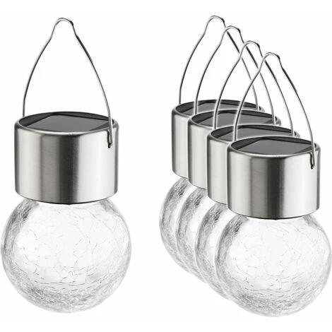 HI Cintres LED Solaires 5 Pcs Verre Craquelé - Blanc 3 HI Cintres LED Solaires 5 Pcs Verre Craquelé - Blanc
