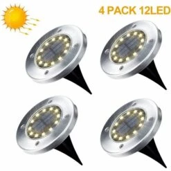 LANGRAY Lampe Solaire Exterieur Jardin 4 Pack 12 LED Projecteur Solaire En Plein Air Solaire Jardin Lumières Chaud Blanc IP65