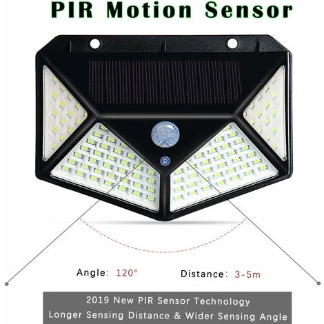 MERKMAK 2 Pack Lampe Solaire Etanche Exterieur 100 LED Avec Detecteur De Mouvement-Lumiere Blanche Chaude 6 MERKMAK 2 Pack Lampe Solaire Etanche Exterieur 100 LED Avec Detecteur De Mouvement-Lumiere Blanche Chaude – Image 4