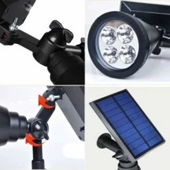 DEVENIRRICHE 2pcs Lumière De Paysage De Projecteur Solaire, 4 Lumières De Jardin Solaire De Capteur Lumineux Et Foncé De Couleur Unique De LED Pour Le Patio, Le Chemin, La Pelouse Et L'arbre De Jardin Sécurité Imperméable Extérieure, Lumière Blanche -Luminaire solaire Soldes 2022 23539164 3