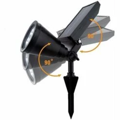 DEVENIRRICHE 2pcs Lumière De Paysage De Projecteur Solaire, 4 Lumières De Jardin Solaire De Capteur Lumineux Et Foncé De Couleur Unique De LED Pour Le Patio, Le Chemin, La Pelouse Et L'arbre De Jardin Sécurité Imperméable Extérieure, Lumière Blanche -Luminaire solaire Soldes 2022 23539164 4