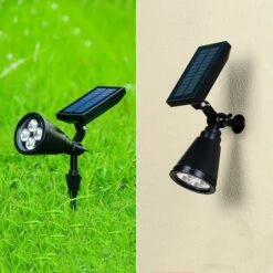 DEVENIRRICHE 2pcs Lumière De Paysage De Projecteur Solaire, 4 Lumières De Jardin Solaire De Capteur Lumineux Et Foncé De Couleur Unique De LED Pour Le Patio, Le Chemin, La Pelouse Et L'arbre De Jardin Sécurité Imperméable Extérieure, Lumière Blanche -Luminaire solaire Soldes 2022 23539164 5