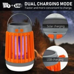 BARES Lampe De Camping Solaire Solaire Lampe De Camping Anti-insectes Anti-moustiques, Lampe De Camping Lantern IP67 étanche Portable Lampe De Moustiquaire USB Rechargeable Pour Intérieur Et Extérieur -Luminaire solaire Soldes 2022 24641090 3