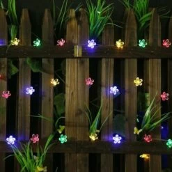 DEVENIRRICHE Guirlande Solaire Extérieure, Mr.Twinklelight 6.5m 50 LED Guirlande Lumineuse Fleur Avec 2 Modes D'éclairage Lumière Décoration Pour Noël, Arbre, Jardin, Terrasse, Balcon, Multicolore -Luminaire solaire Soldes 2022 25270565 5