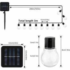 BARES Guirlande Lumineuse Solaire D'extérieur - 10 LED G40 - Étanche - Éclairage Solaire - Extérieur Pour Jardin, Cour, Balcon, Mariage, Fête -Luminaire solaire Soldes 2022 25856086 3
