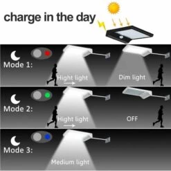 LITZEE Lampe Solaire Exterieur 48 LED Détecteur De Mouvement Lumière Dimmable Avec Télécommande Sans Fil Étanche Lampe Solaire Pour Porte Couloir Patio Fence Noir Sans Pôle -Luminaire solaire Soldes 2022 26310378 3