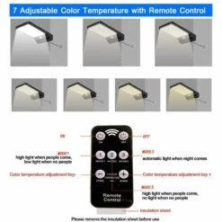 LITZEE Lampe Solaire Exterieur 48 LED Détecteur De Mouvement Lumière Dimmable Avec Télécommande Sans Fil Étanche Lampe Solaire Pour Porte Couloir Patio Fence Noir Sans Pôle -Luminaire solaire Soldes 2022 26310378 4