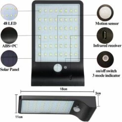 LITZEE Lampe Solaire Exterieur 48 LED Détecteur De Mouvement Lumière Dimmable Avec Télécommande Sans Fil Étanche Lampe Solaire Pour Porte Couloir Patio Fence Noir Sans Pôle -Luminaire solaire Soldes 2022 26310378 5