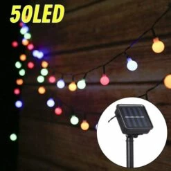 LITZEE Guirlande Lumineuse Solaire Exterieur, Guirlande Guinguette Solaire 6.9M 50 LED Étanche IP44 Avec 8 Modes Eclairage Pour La Décoration Intérieur Et Extérieur, Jardin, Sapin Noël, Soirée Fête Etc