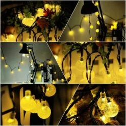 LITZEE Guirlande Solaire Jardin,6.5 M 30 Boules De Cristal étanche Guirlande Lumineuse LED, 8 Modes D'extérieur Starry Lumières Guirlande Lumineuse Solaire, éclairage Décoratif Pour Maison, Jardin, Fête, Festival - Blanc Chaud -Luminaire solaire Soldes 2022 26463090 4