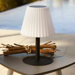 LUMISKY Lampe De Table Solaire 2 En 1 LADY SPIKE BOUFFANT Blanc Acier H62cm - Blanc -Luminaire solaire Soldes 2022 26483882 2