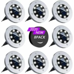 BETTERLIFE Lumière Solaire Extérieure 8 LED 8 Pcs Projecteur De Jardin Lumière Solaire étanche IP65 Décoration De Lumière De Pelouse Pour Jardin Terrasse Jardin Pelouse (blanc)