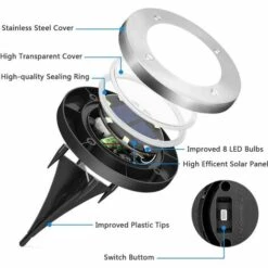 BETTERLIFE Lumière Solaire Extérieure 8 LED 8 Pcs Projecteur De Jardin Lumière Solaire étanche IP65 Décoration De Lumière De Pelouse Pour Jardin Terrasse Jardin Pelouse (blanc) 10 BETTERLIFE Lumière Solaire Extérieure 8 LED 8 Pcs Projecteur De Jardin Lumière Solaire étanche IP65 Décoration De Lumière De Pelouse Pour Jardin Terrasse Jardin Pelouse (blanc) -Luminaire solaire Soldes 2022 26613474 4