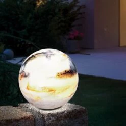 Boule Solaire 26 Cm Marbre Pierre Optique Lumière Solaire Décoration De Jardin LED Esotec 102673
