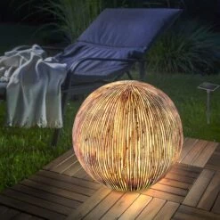 Boule Solaire 27 Cm Optique Grès Lumière Solaire Décoration De Jardin LED Esotec 102676