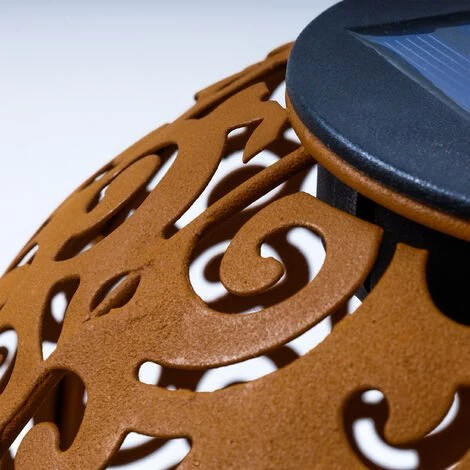 ESOTEC Boule Solaire En Métal Lot De 2 Samira 20 Et 30cm Décoration De Jardin Rouille Lampe Solaire LED 6 ESOTEC Boule Solaire En Métal Lot De 2 Samira 20 Et 30cm Décoration De Jardin Rouille Lampe Solaire LED – Image 4