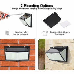 ASUPERMALL Applique Murale Solaire Applique Murale A Capteur 288Led Eclairage De Jardin Lumiere De Pelouse, Applique Exterieure Noire -Luminaire solaire Soldes 2022 26925279 3