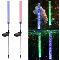 DRILLPRO Lot De 2 Spots Solaire Encastrer RVB H.70cm IP65 -Luminaire solaire Soldes 2022 27076287 2