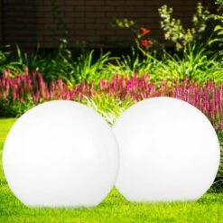 ETC-SHOP Lot De 3 Boules Lumineuses Solaires LED Lampes à Brancher Lampe De Jardin Lampe Solaire Diamètre 15 Et 20 Cm -Luminaire solaire Soldes 2022 27120535 5