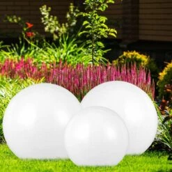 ETC-SHOP 3x Lampe Boule Lumineuse Enfichable Lampe De Jardin Lampe Solaire D'extérieur, Lampe Solaire Enfichable, Interrupteur Marche/arrêt Piquet De Sol, DMxH 20x62cm, Balcon De Jardin -Luminaire solaire Soldes 2022 27120543 5