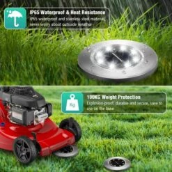 Kueatily 8 Pack Lampe Solaire Extérieur, Lumière Solaire Pour Jardin Au Sol, étanche IP65 éclairage 8 LEDs Blanc Froid 6000K Lampe Solaire Spot Encastrable Pour Chemin Terrasse Cour Allée [Classe énergétique A+] -Luminaire solaire Soldes 2022 27501413 4