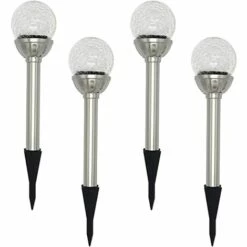 Kueatily Jardin Lampe Solaire Extérieur, Pack De 4 Lampes à Piquet Solaire à Globe LED RGB 8, Lampe à Boule De Verre Craquelée à Couleur Changeante, Temps De Travail De 6 à 10 Heures