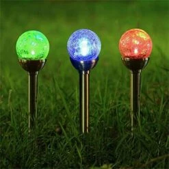 Kueatily Jardin Lampe Solaire Extérieur, Pack De 4 Lampes à Piquet Solaire à Globe LED RGB 8, Lampe à Boule De Verre Craquelée à Couleur Changeante, Temps De Travail De 6 à 10 Heures -Luminaire solaire Soldes 2022 28109507 4