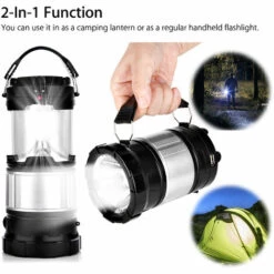 DEVENIRRICHE Lanterne Solaire 2-en-1 Lampe De Poche Rechargeable Lanterne LED Pliable Pour Le Camping, La Randonnée, L'urgence, La Survie, L'ouragan, La Tempête, Les Pannes -Luminaire solaire Soldes 2022 28191552 3