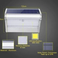 BETTERLIFE Lumière Solaire à LED, Coque En Alliage D'aluminium, Extérieur étanche, Détection De Mouvement Radar, Convient Aux Porches, Jardins, Cours, Garages (1 Packs) -Luminaire solaire Soldes 2022 28260036 4
