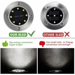 BRIDAY Lumière Solaire Extérieur,4 Pack: 8 LED Lumière Solaire Jardin 3000K Blanc Chaud Etanche IP65, Lampe Solaire Exterieur, Spot Exterieur LED Encastrable, Pour Extérieur, Jardin, Terrasse, Pelouse, Cour 9 BRIDAY Lumière Solaire Extérieur,4 Pack: 8 LED Lumière Solaire Jardin 3000K Blanc Chaud Etanche IP65, Lampe Solaire Exterieur, Spot Exterieur LED Encastrable, Pour Extérieur, Jardin, Terrasse, Pelouse, Cour -Luminaire solaire Soldes 2022 28542993 3