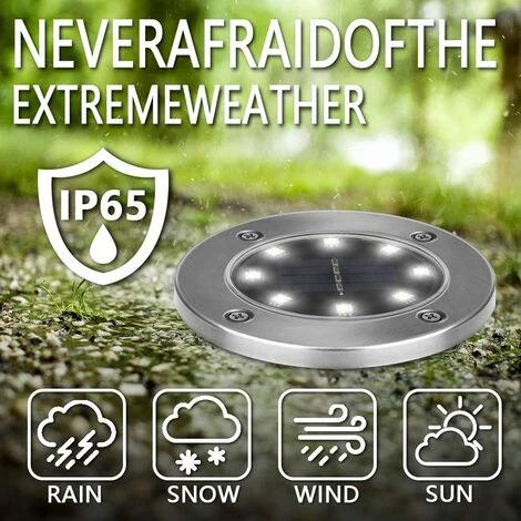 BRIDAY Lumière Solaire Extérieur,4 Pack: 8 LED Lumière Solaire Jardin 3000K Blanc Chaud Etanche IP65, Lampe Solaire Exterieur, Spot Exterieur LED Encastrable, Pour Extérieur, Jardin, Terrasse, Pelouse, Cour 7 BRIDAY Lumière Solaire Extérieur,4 Pack: 8 LED Lumière Solaire Jardin 3000K Blanc Chaud Etanche IP65, Lampe Solaire Exterieur, Spot Exterieur LED Encastrable, Pour Extérieur, Jardin, Terrasse, Pelouse, Cour – Image 5