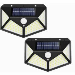 BETTERLIFE Applique Murale Solaire 100LED Avec Deux Lampes Solaires Extérieures Détecteurs De Mouvement D'éclairage Solaire Extérieur, Puissants Projecteurs Solaires Sans Fil, Lampes De Jardin Solaires Avec 3 Modes D'éclairage, Cour-2pcs