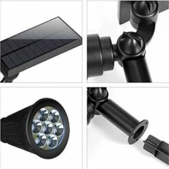 Perle Rare 2 Pièces De Projecteur Solaire Pour Pelouse 7LED Jardin Extérieur Jardin Jardin Lumière Plug-in Paysage RGB (lumière Chaude -Luminaire solaire Soldes 2022 29871451 4